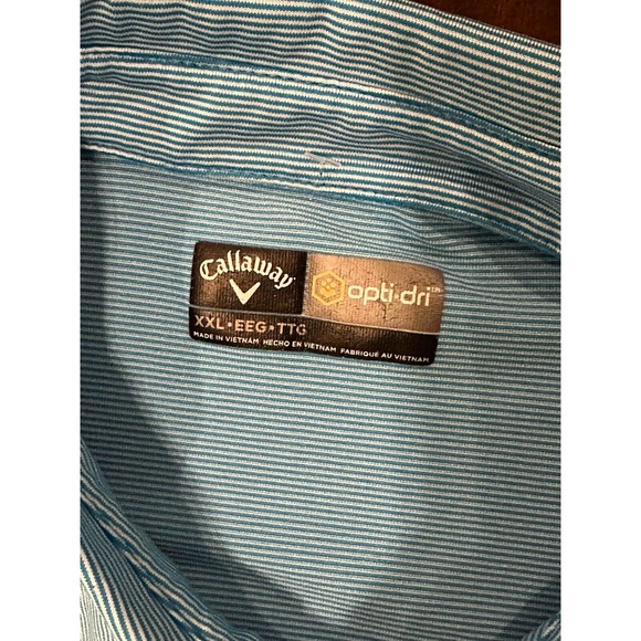 Callaway Mens Golf Polo Shirt‎ Size XXL Blue Striped - Picture 3 of 6